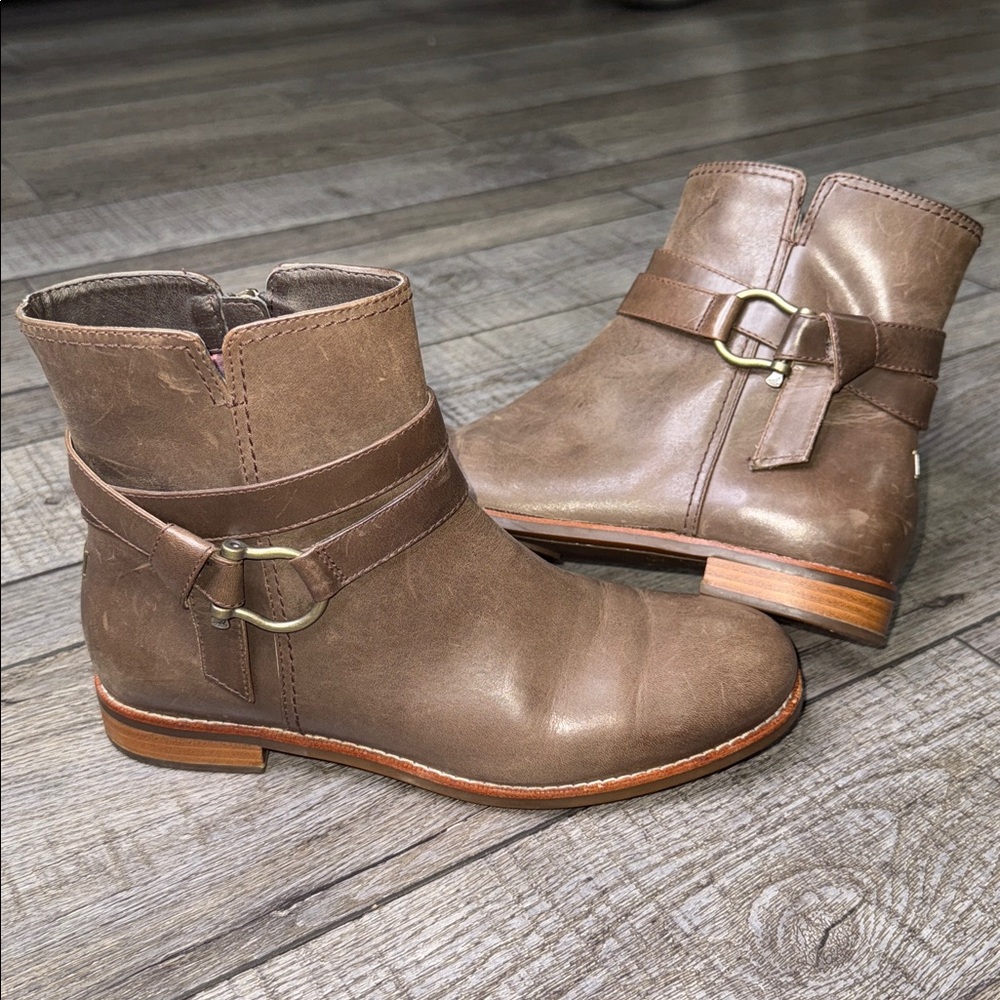 Sperry Top-Slider Brown Leather Ankle Height Low Heel Boots